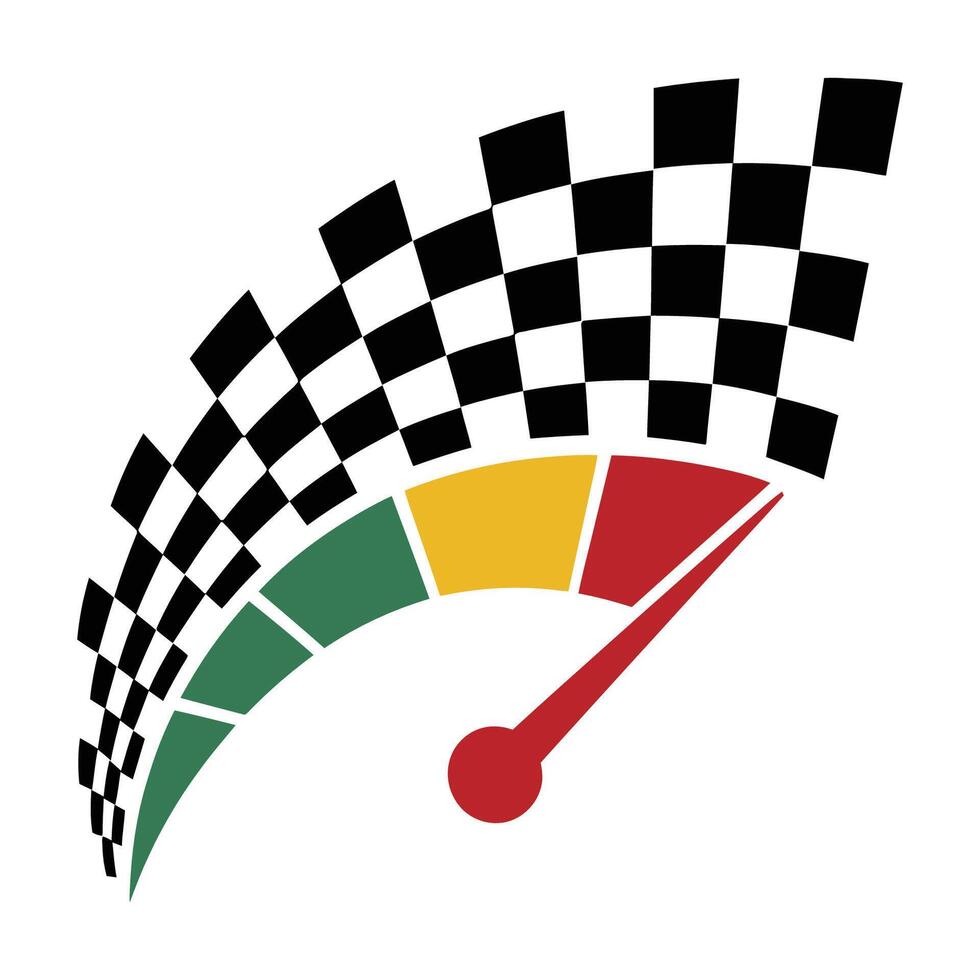 racing speedometer with checkered flag illustration vector