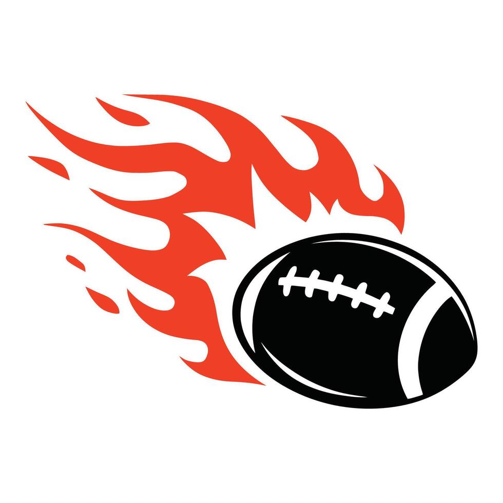 American football ball with flames illustration vector