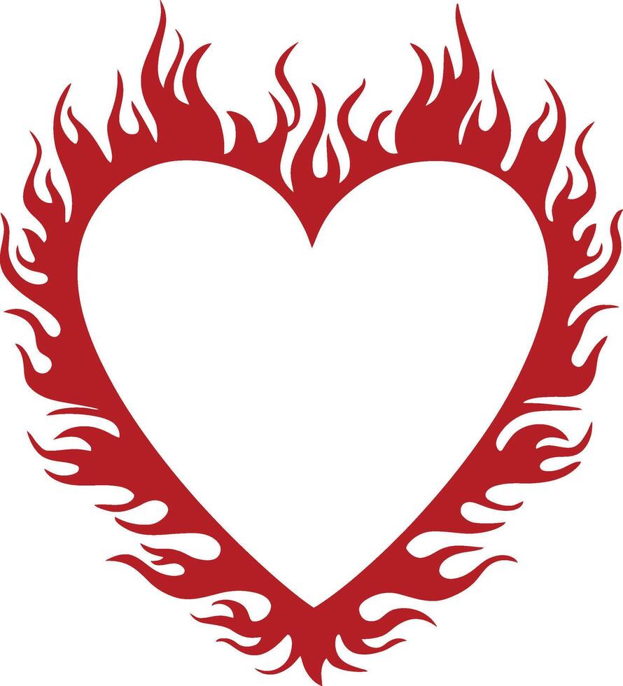 heart frame on fire illustration vector