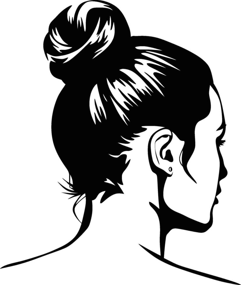A side view of a woman's head and upper back sketch illustration vector