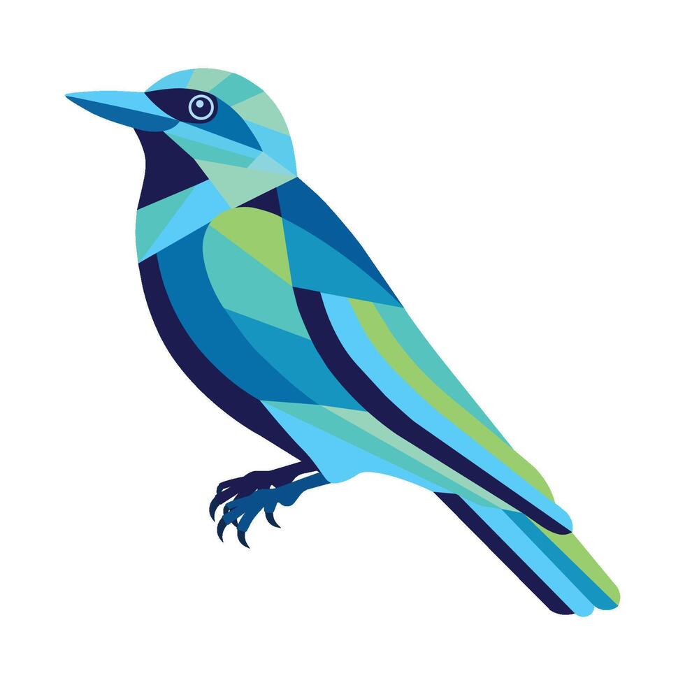 Abstract geometric illustration of a blue bird vector