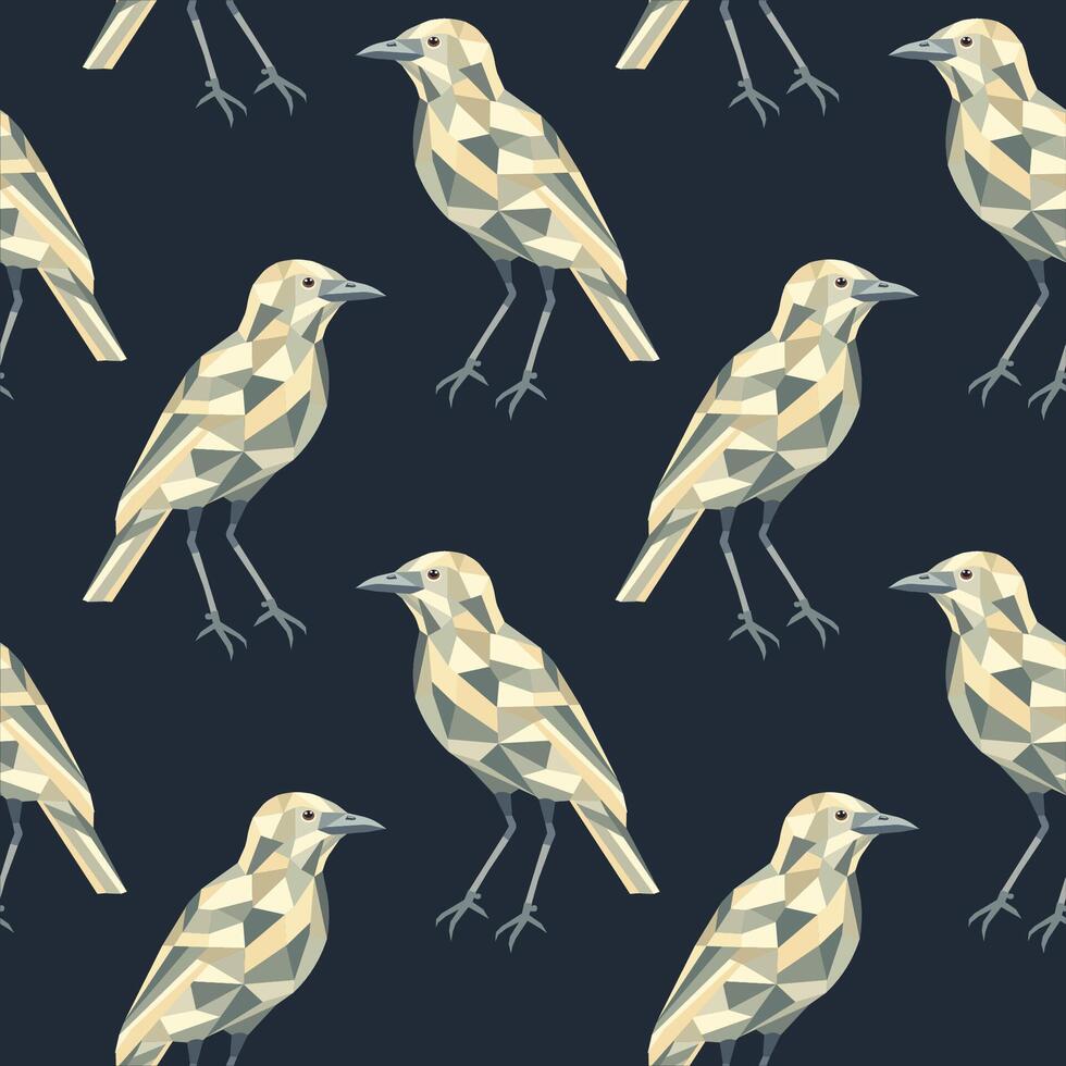 Abstract geometric illustration of a bird, seamless pattern vector