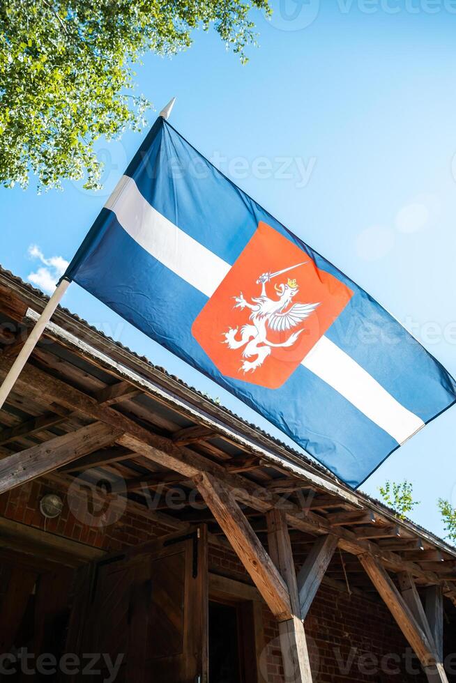 Flag of Latgale, Latvia near the house photo