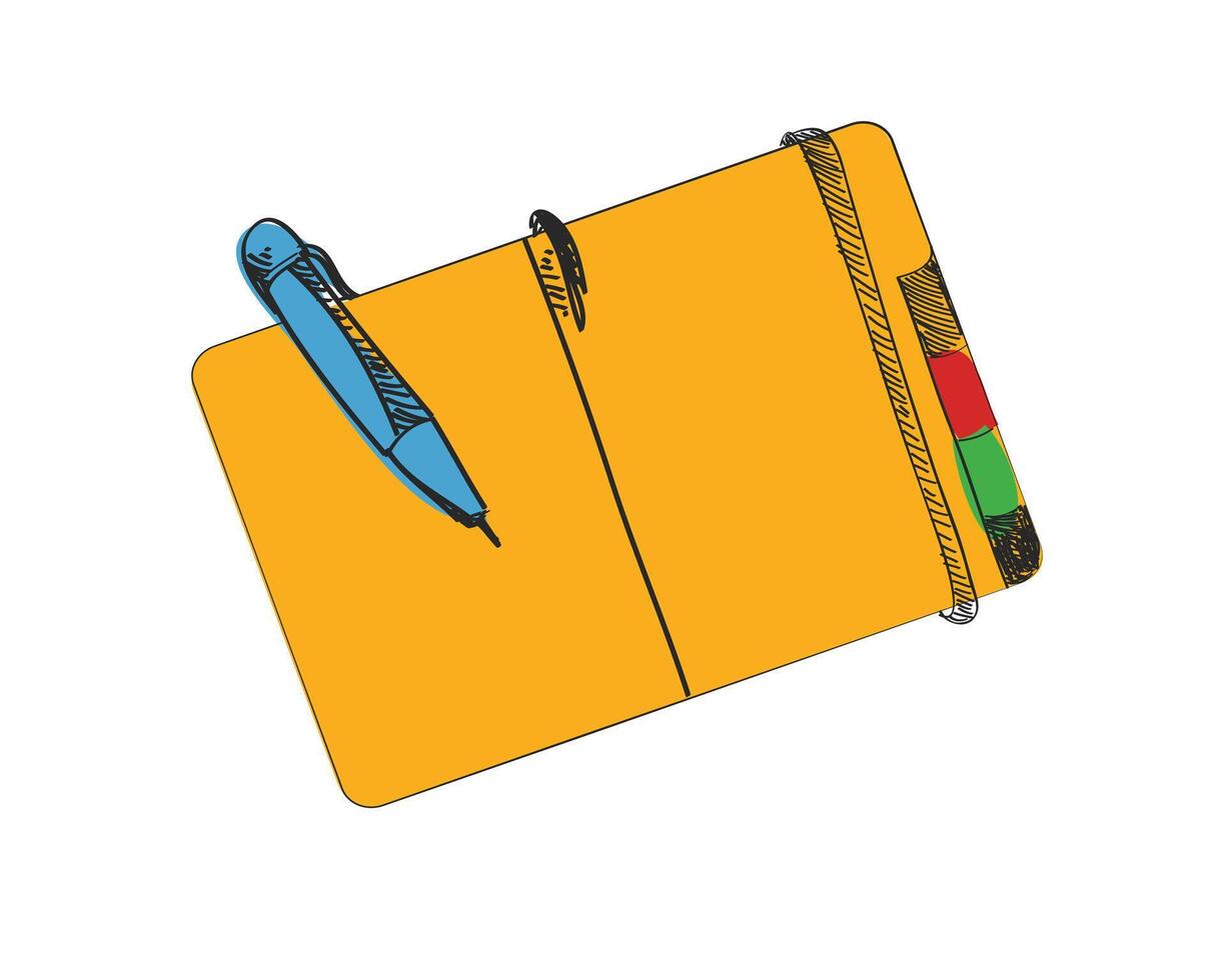 a notebook with a pen and a note pad vector
