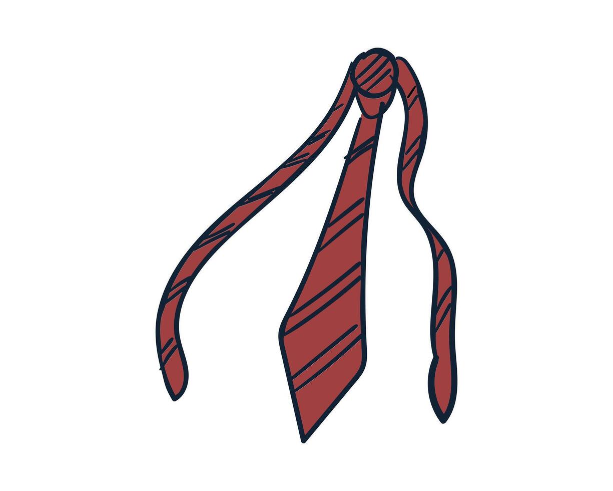 a red tie with a blue stripe on it. Simple illustration for office and business theme vector