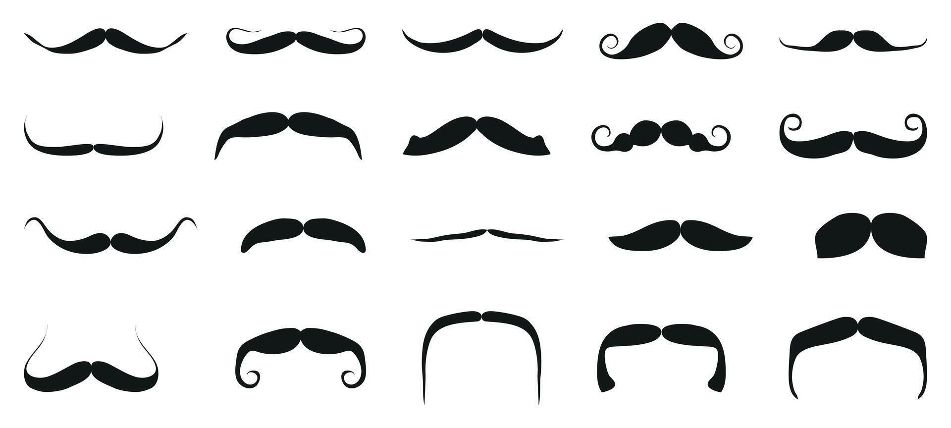 handlebar mustache set vector
