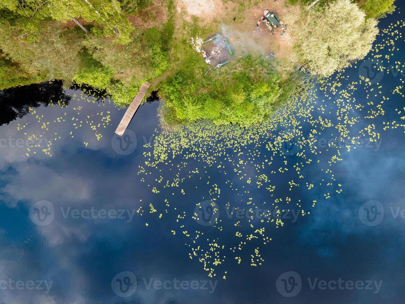 rest, picnic place by the water aerial view photo