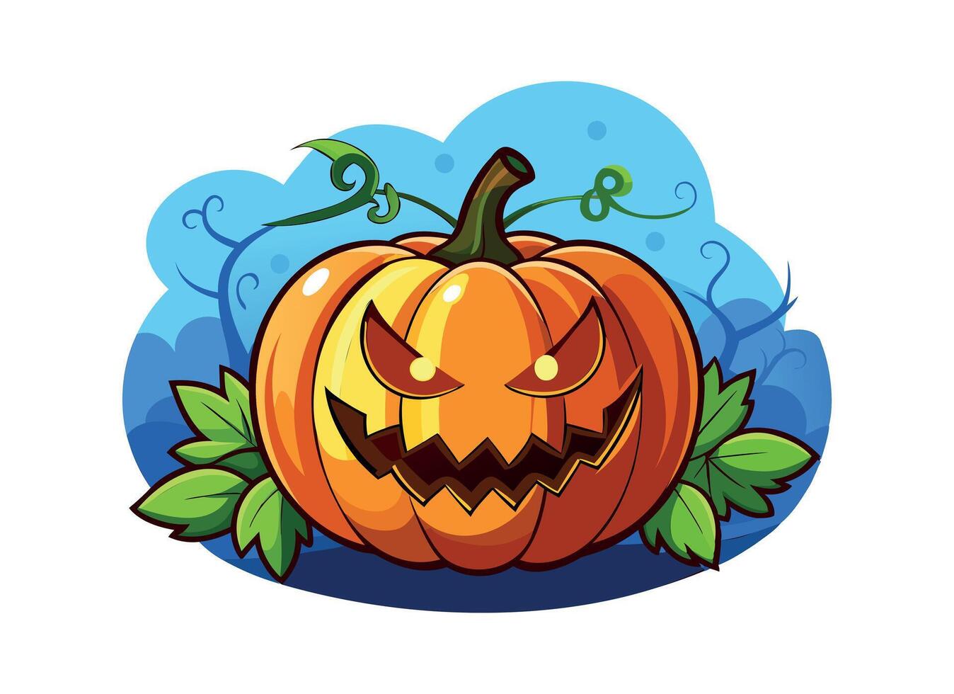 Spooky Halloween Pumpkin Illustration in a Cartoon Style vector
