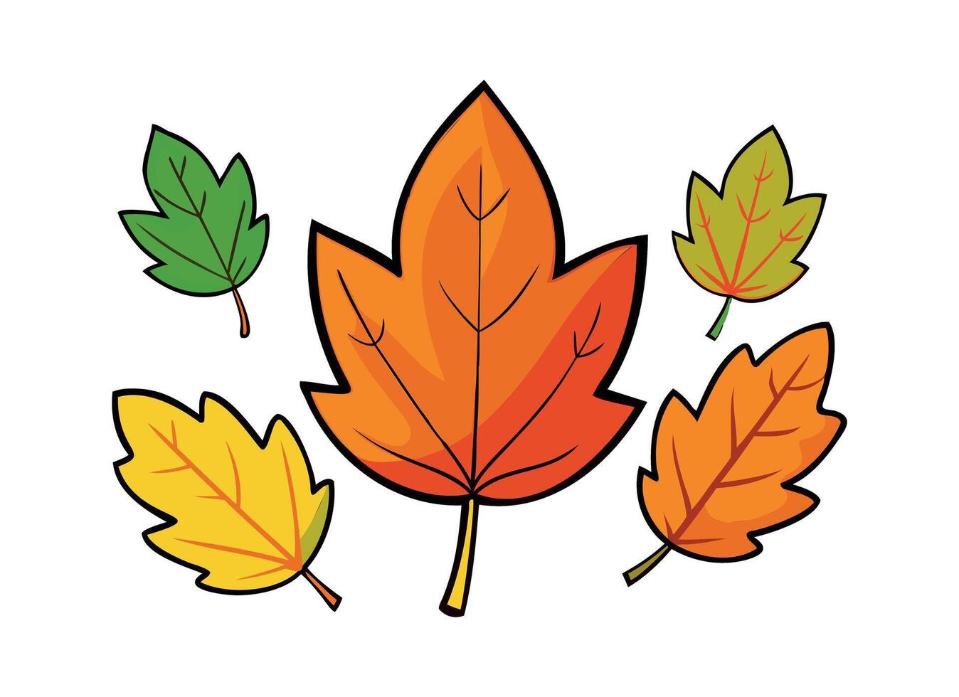 Colorful Cartoon Autumn Leaves vector