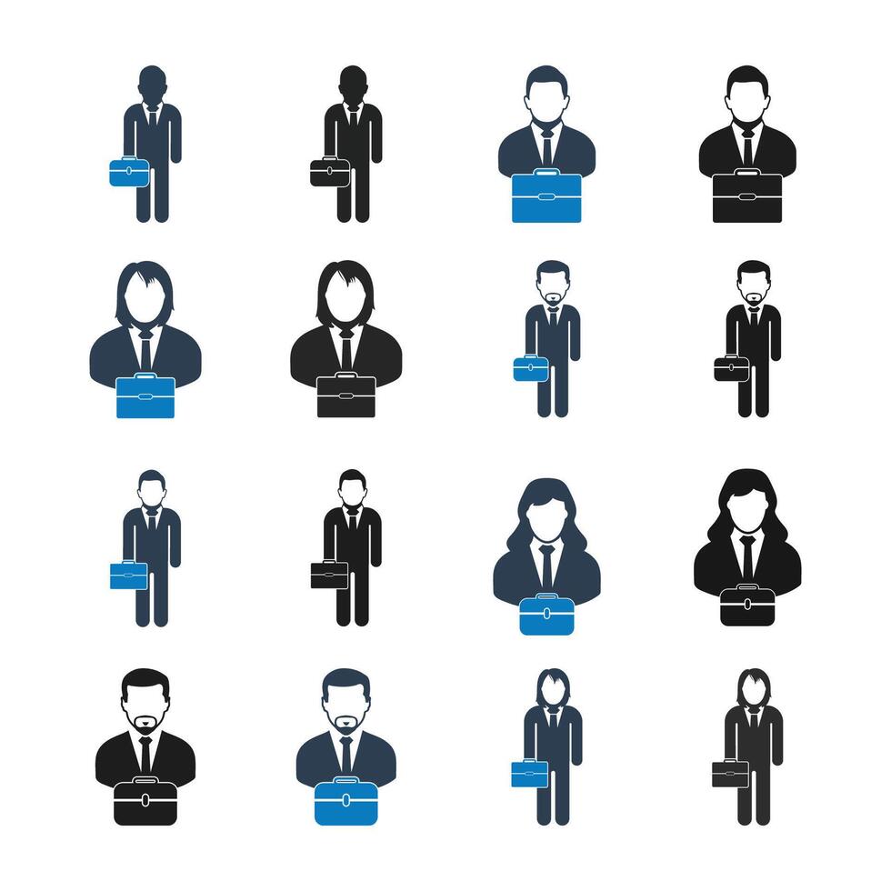 Businessman and women icon set. Flat style EPS. vector