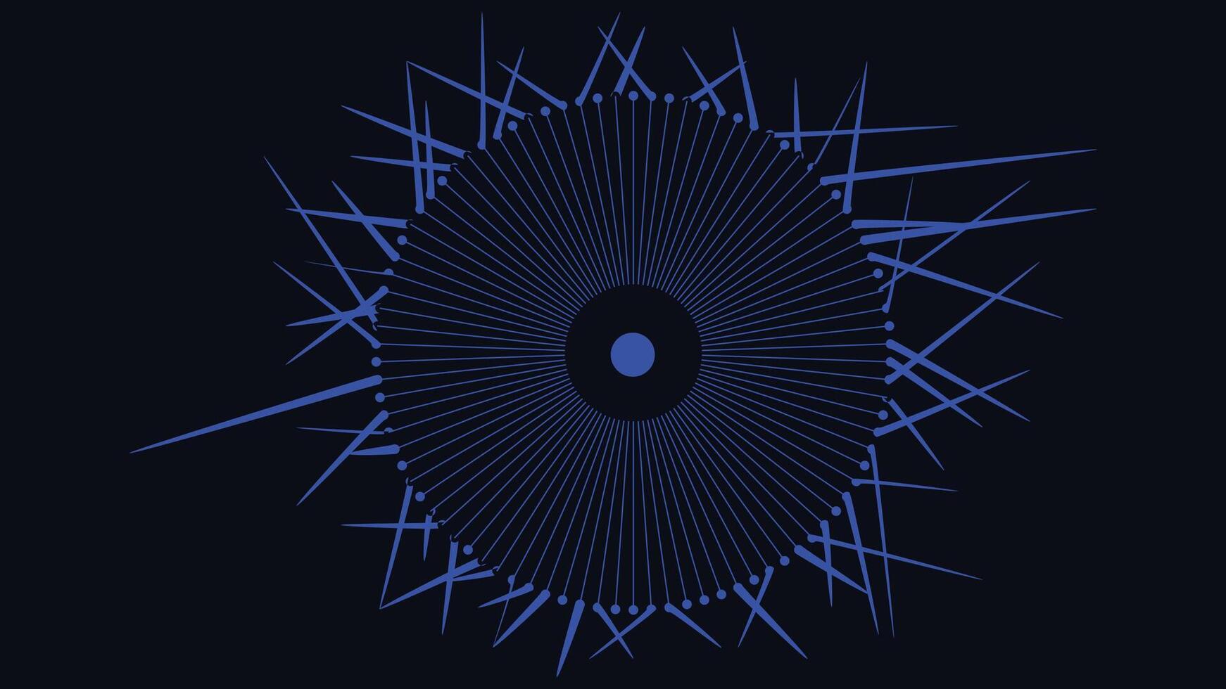 Abstract spiral dotted spinning round background in dark blue. vector