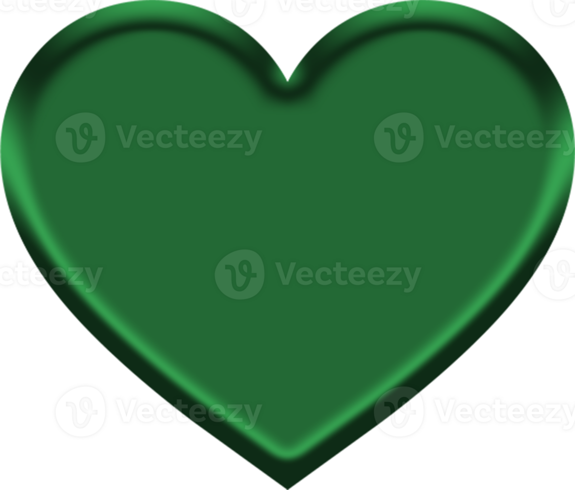 Elegant 3D Heart Illustration Green png