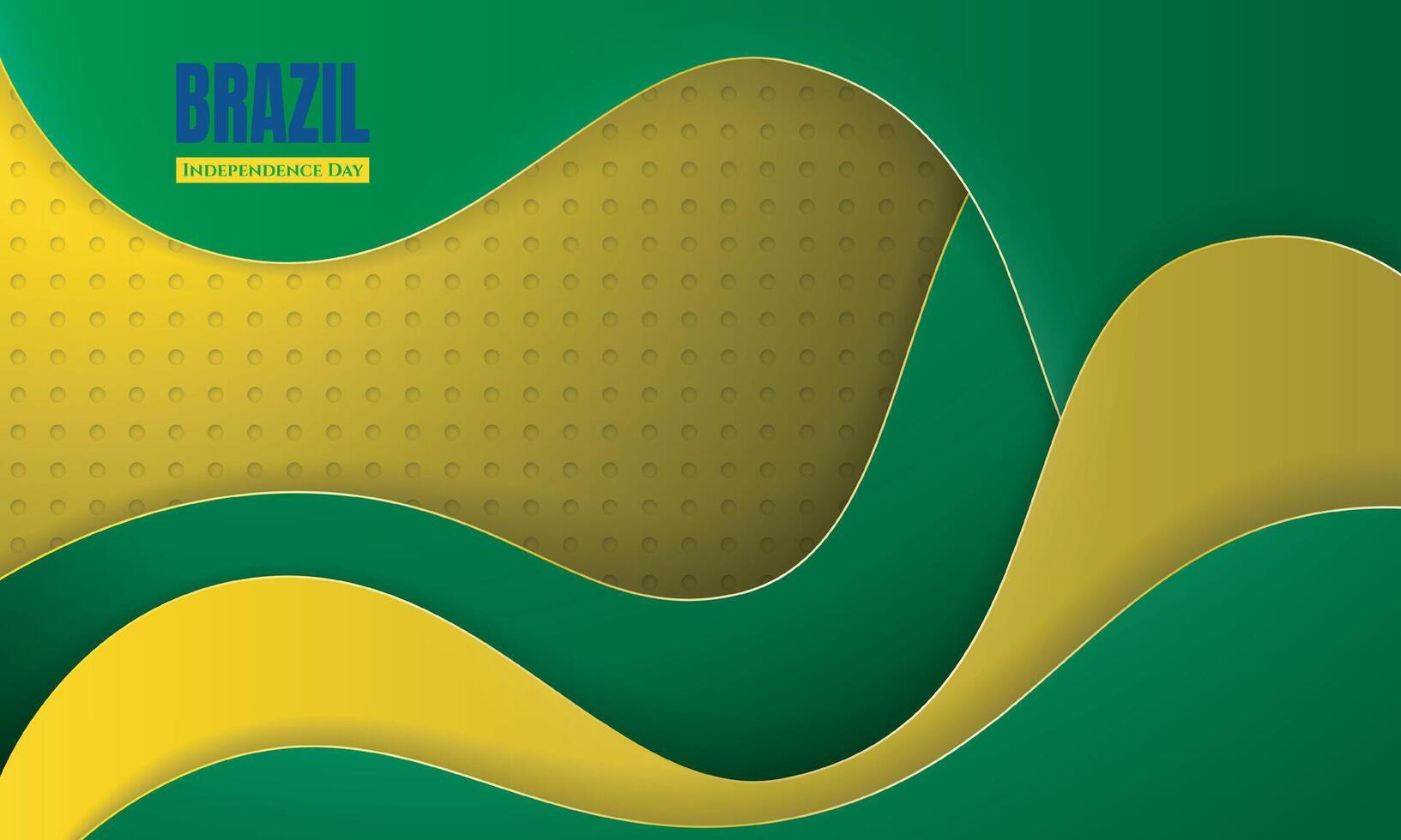 Waving background with stacked green and yellow shapes and perforated yellow background design. Good template for brazil independence day campaign design vector