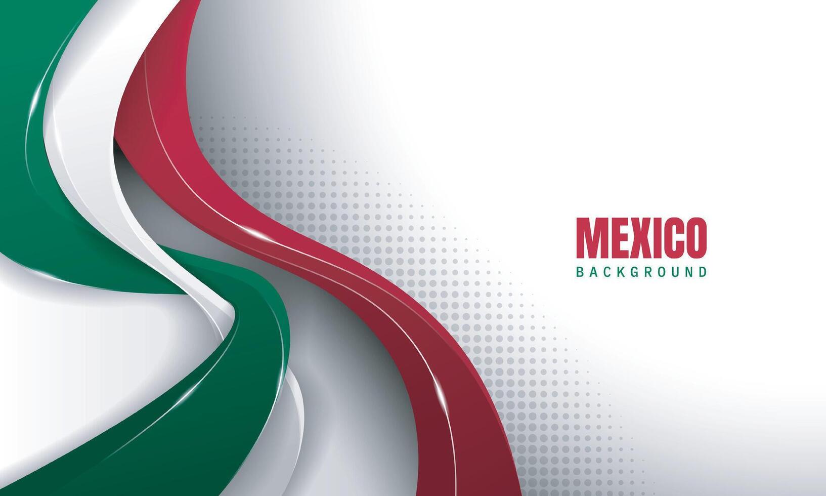 Waving red green and white 3d shapes in white background. Mexico background design. Good template for mexico independence day or national day vector
