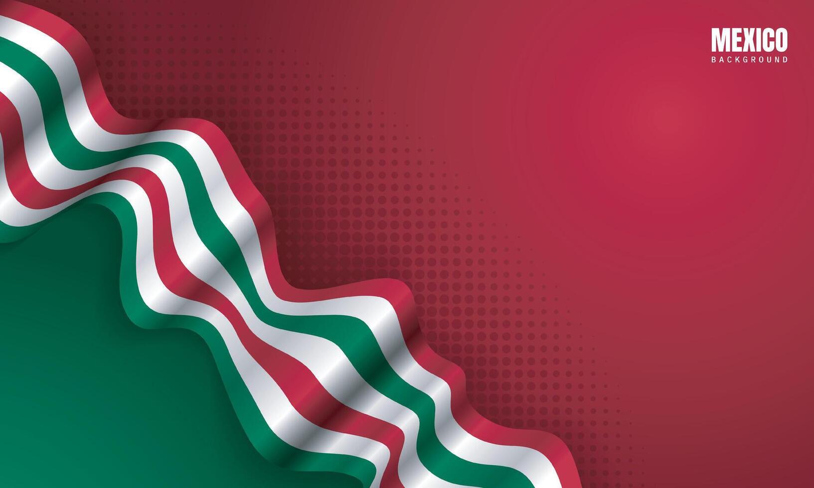 Red and green background with waving red white green ribbon design. Good template for mexico independence day or national day campaign vector