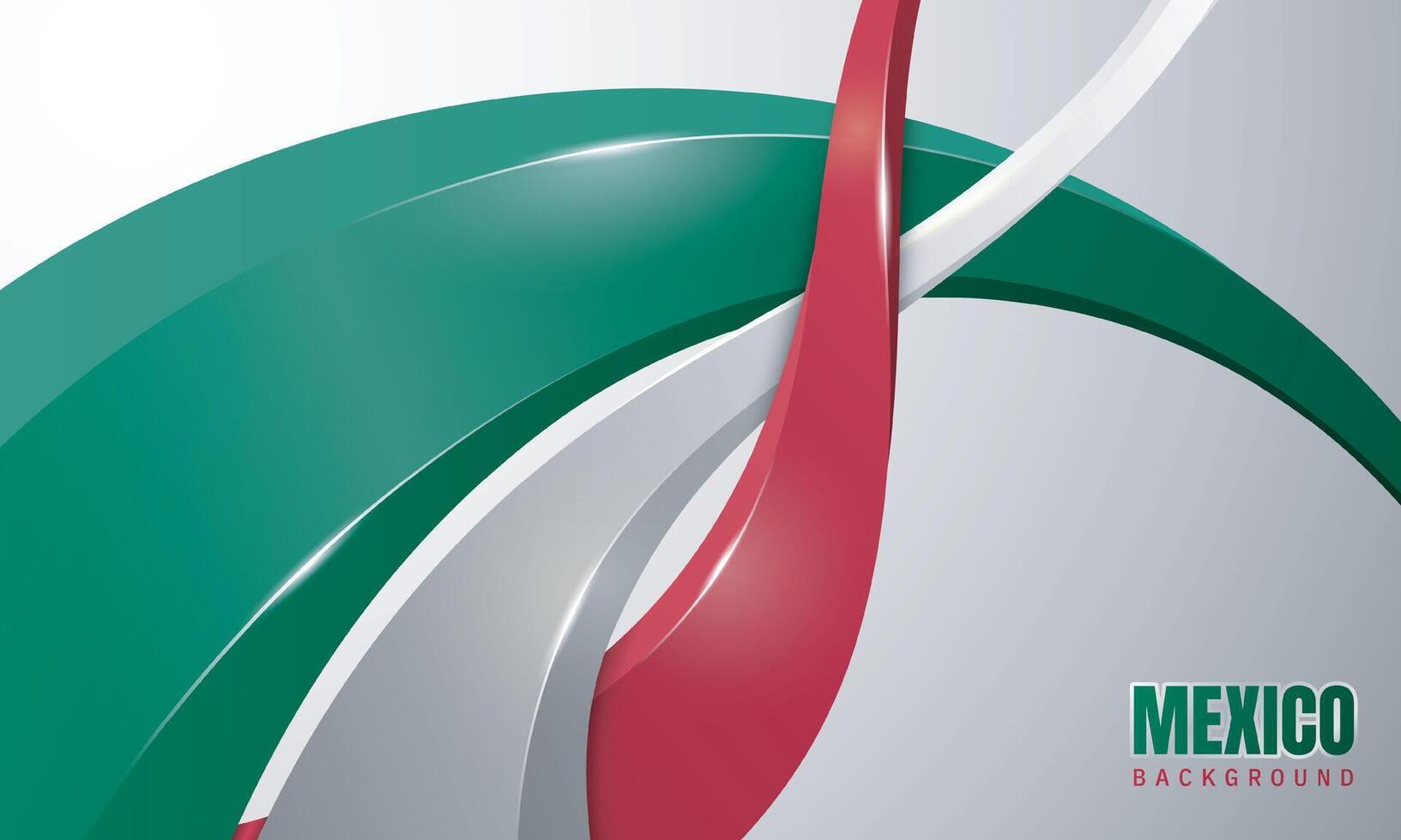 Mexico background with Waving shining green white and red shapes in 3d design. Good template for mexico independence day campaign vector