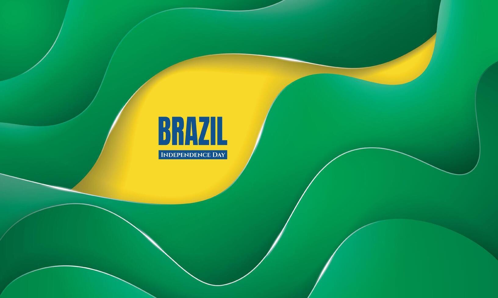 Green paper cut design in yellow background. Good template for brazil independence day or national day campaign design vector