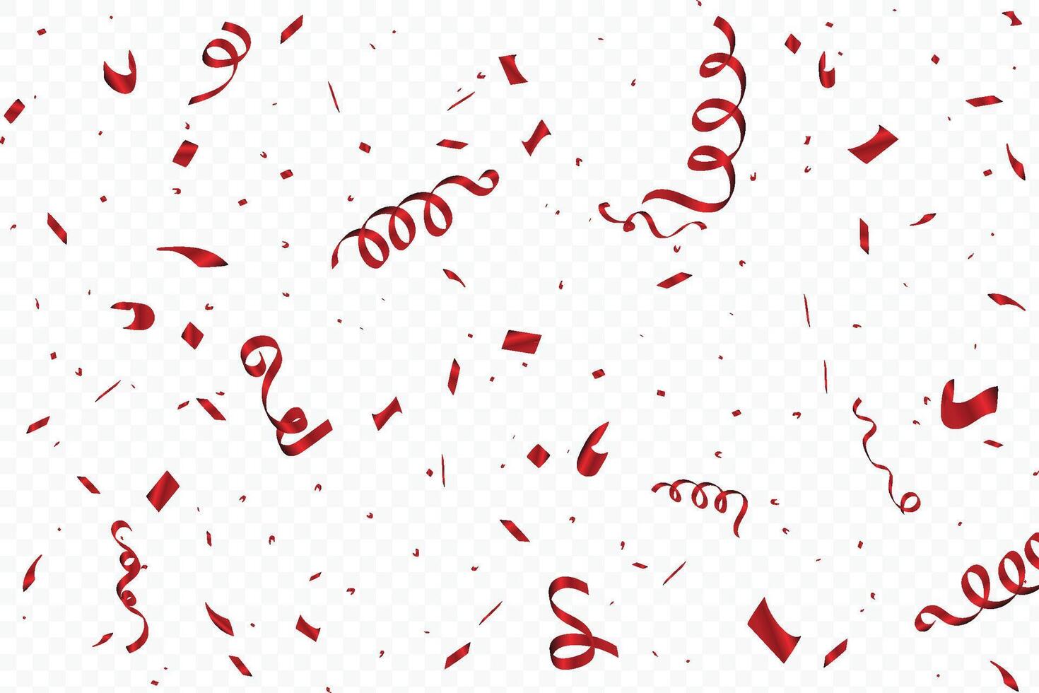 Luxury red confetti explosion for anniversary and party celebration. Special confetti and tinsel design for birthday. Red confetti and foil paper falling. vector