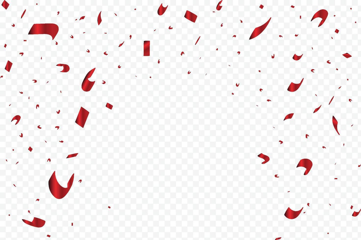Red confetti and foil paper falling. Luxury red confetti and ribbon explosion for birthday. Special confetti and tinsel design for anniversary and party celebrations. vector
