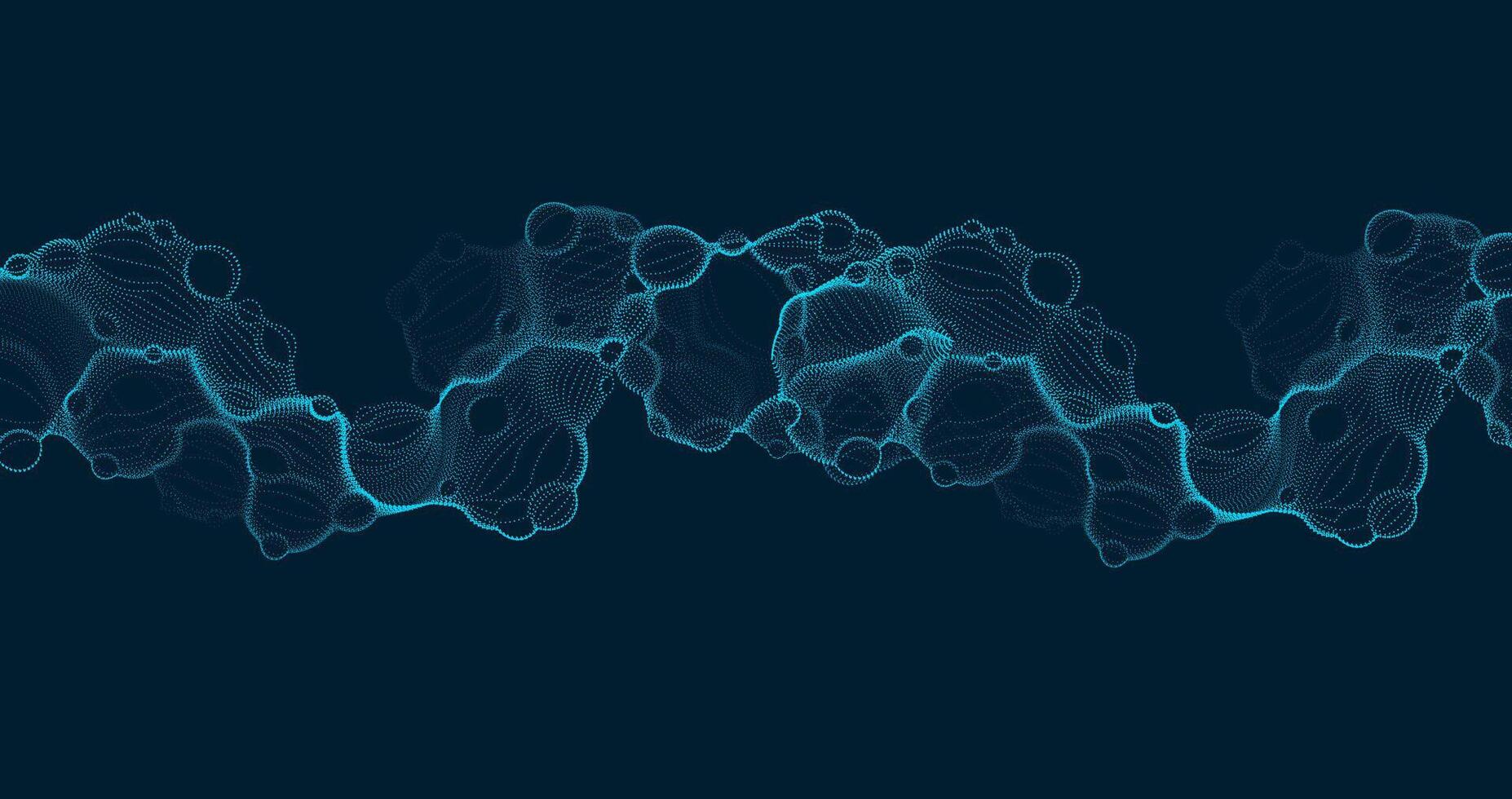 Abstract aqua backdrop with chaotic patterns, and flowing waves. vibrant neon blue glow for futuristic digital design. perfect for technology, science, and music banners. vector