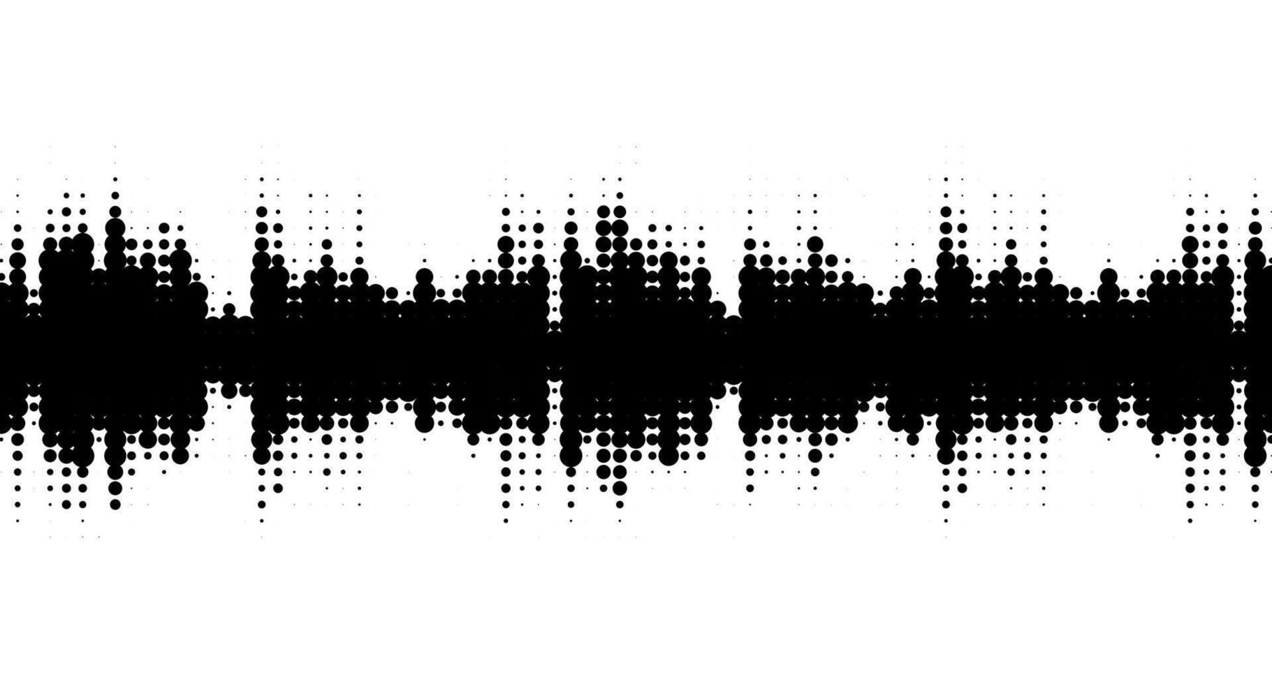 Abstract audio background with dotted halftone pattern. Retro dj music wave equalizer design vector