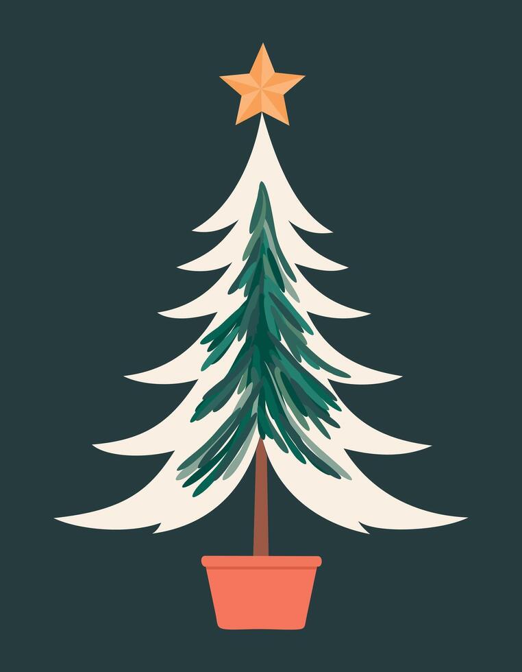 Christmas tree with star on top. simple decorative illustration vector