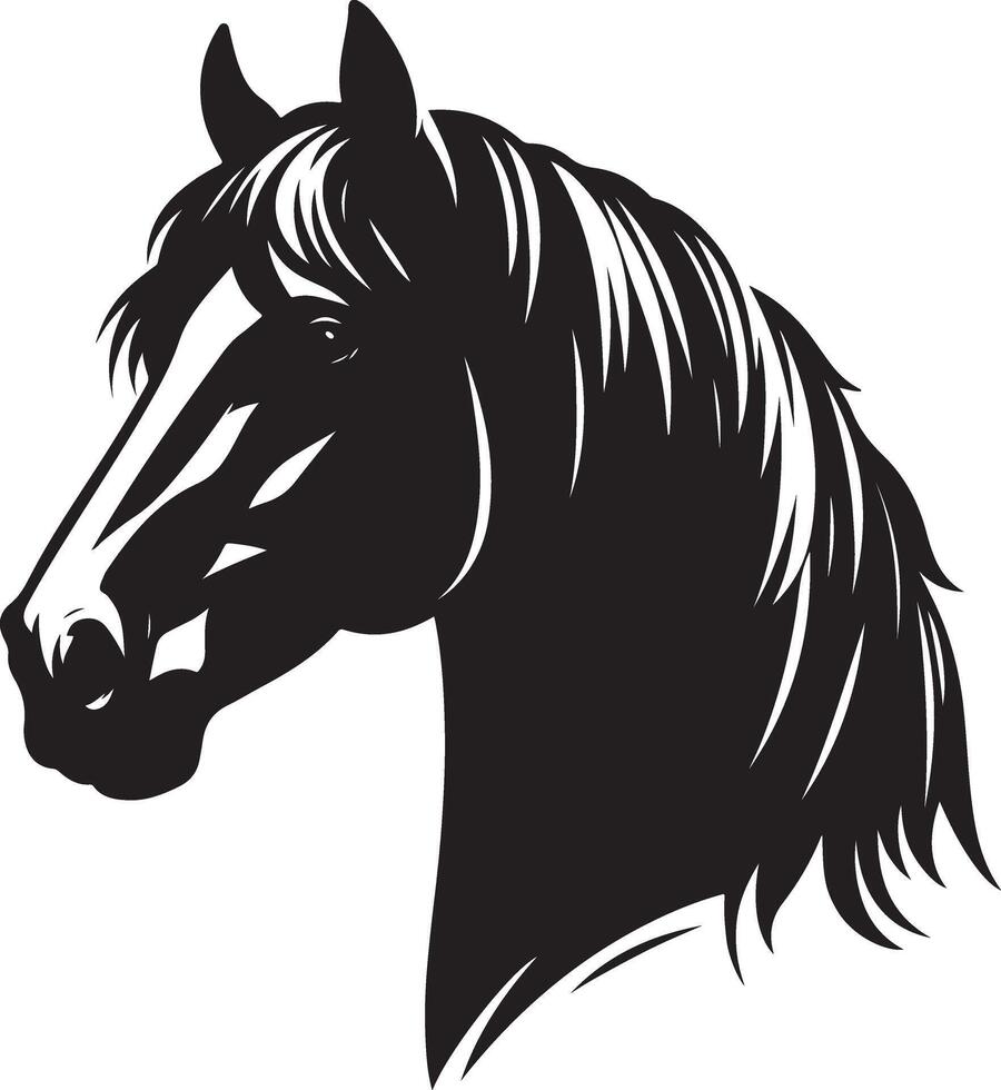 Portrait Silhouette of Large Horse Face Stock Illustration vector