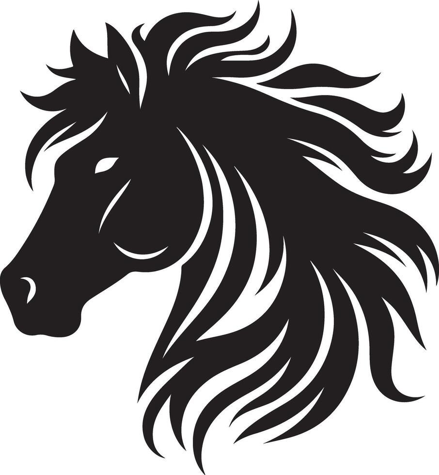 Silhouette Design Of A horse Head Facing Forward vector