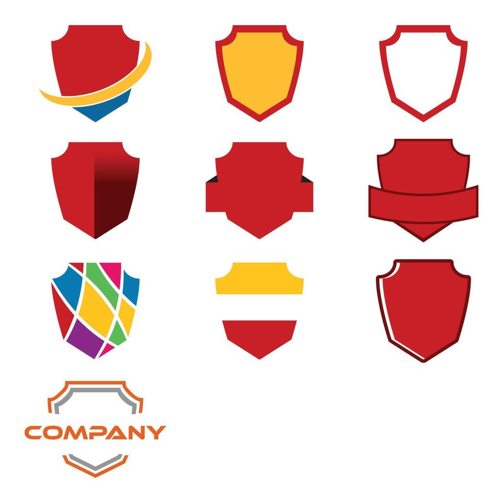 Set of Shield Icon Logo Template Illustration Design vector