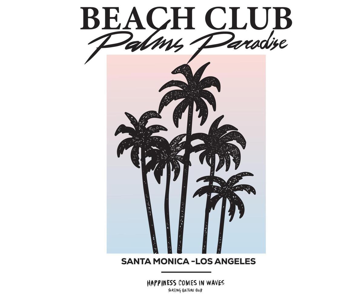 Palm beach paradise club artwork. Sunshine paradise graphic print design. Enjoy beach life. Summer vibes artwork. Surf club design. Big wave artwork. Santa monica . Enjoy beach life. vector