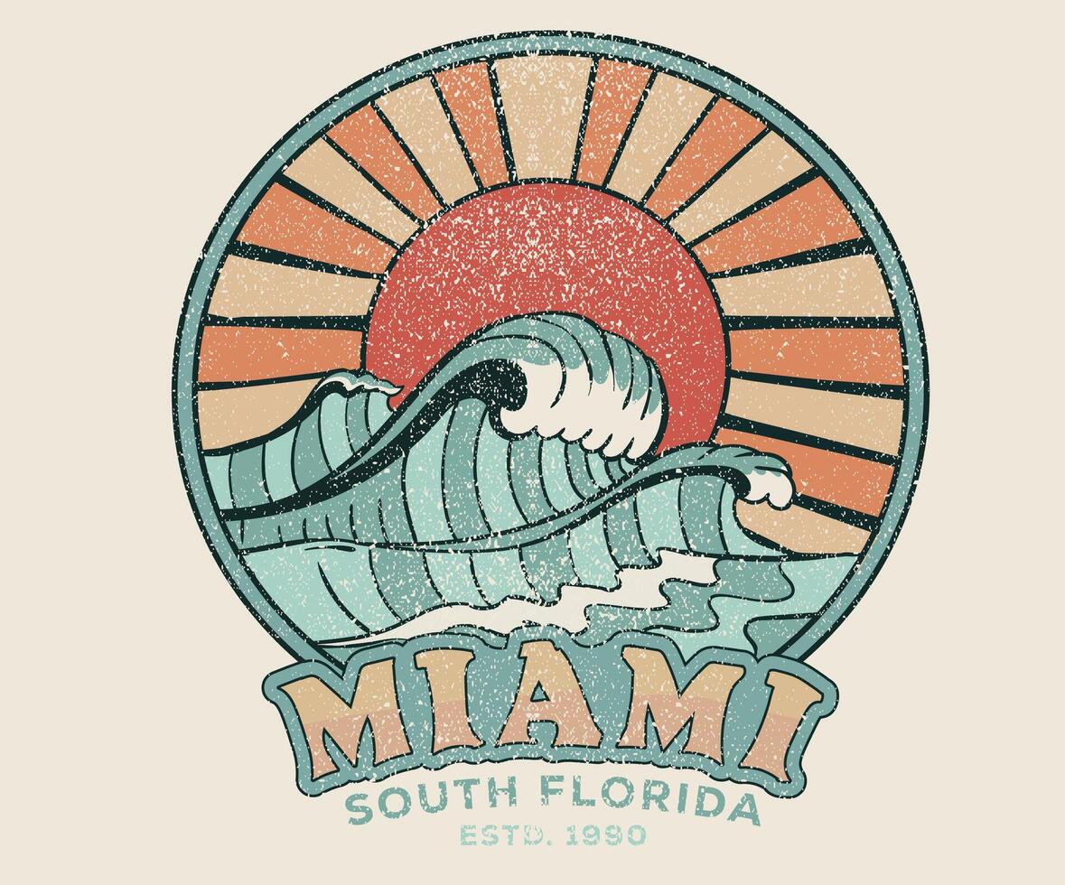 Enjoy beach life. Summer vibes artwork. Surf club design. Big wave artwork. Miami sunshine paradise artwork. Sunshine paradise graphic print design. vector