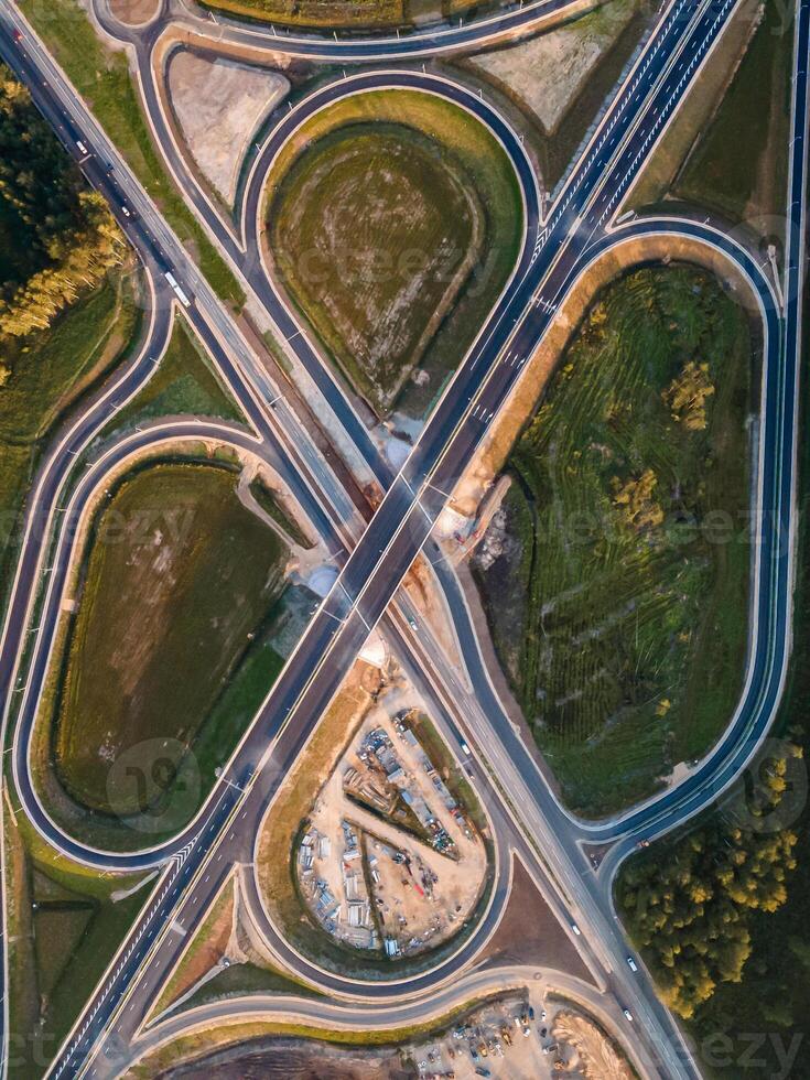 Kekava Bypass highway intersection in Latvia Transportation and communications concept Road Riga Bauska and a part of the international road E67 Via Baltica photo