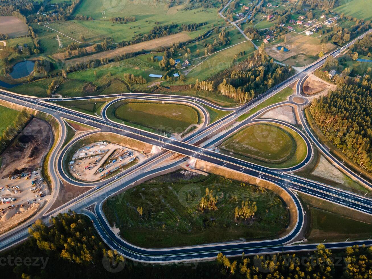 Kekava Bypass highway intersection in Latvia Transportation and communications concept Road Riga Bauska and a part of the international road E67 Via Baltica photo