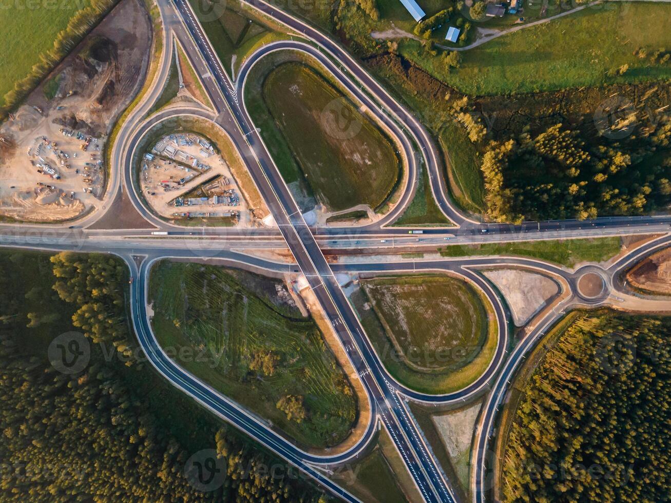Kekava Bypass highway intersection in Latvia Transportation and communications concept Road Riga Bauska and a part of the international road E67 Via Baltica photo