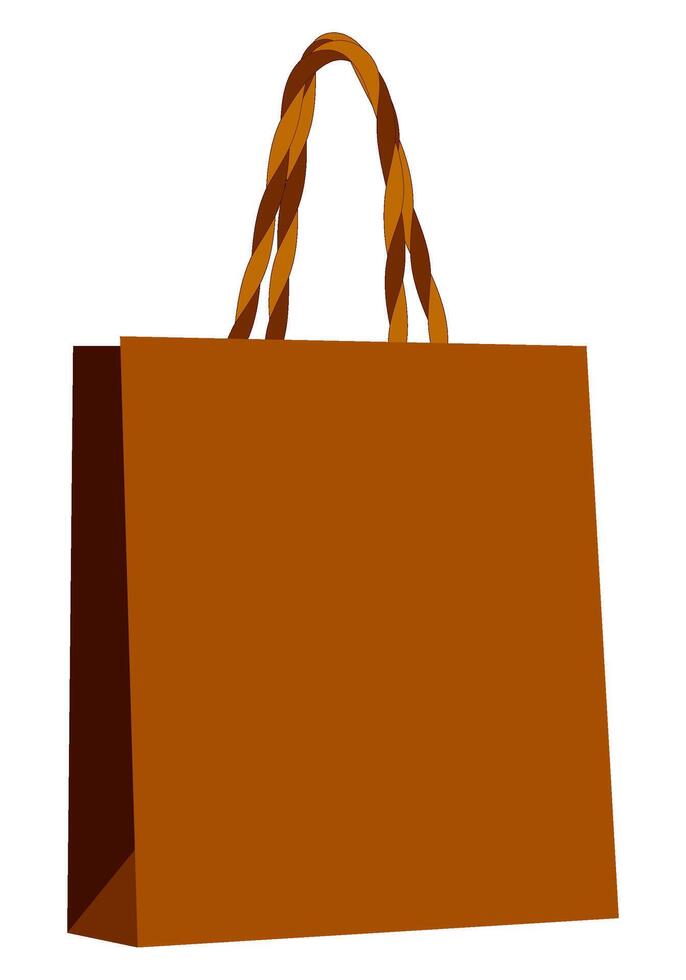 paper shopping bag with woven handles vector