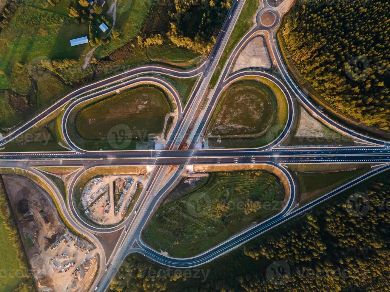 Kekava Bypass highway intersection in Latvia Transportation and communications concept Road Riga Bauska and a part of the international road E67 Via Baltica photo