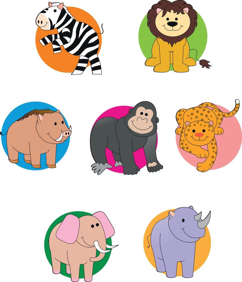 Collection of animals that live in the jungle vector