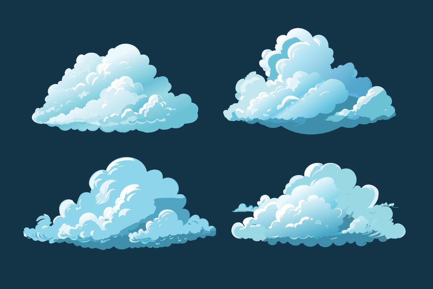 Fluffy Cloud Illustration Set vector