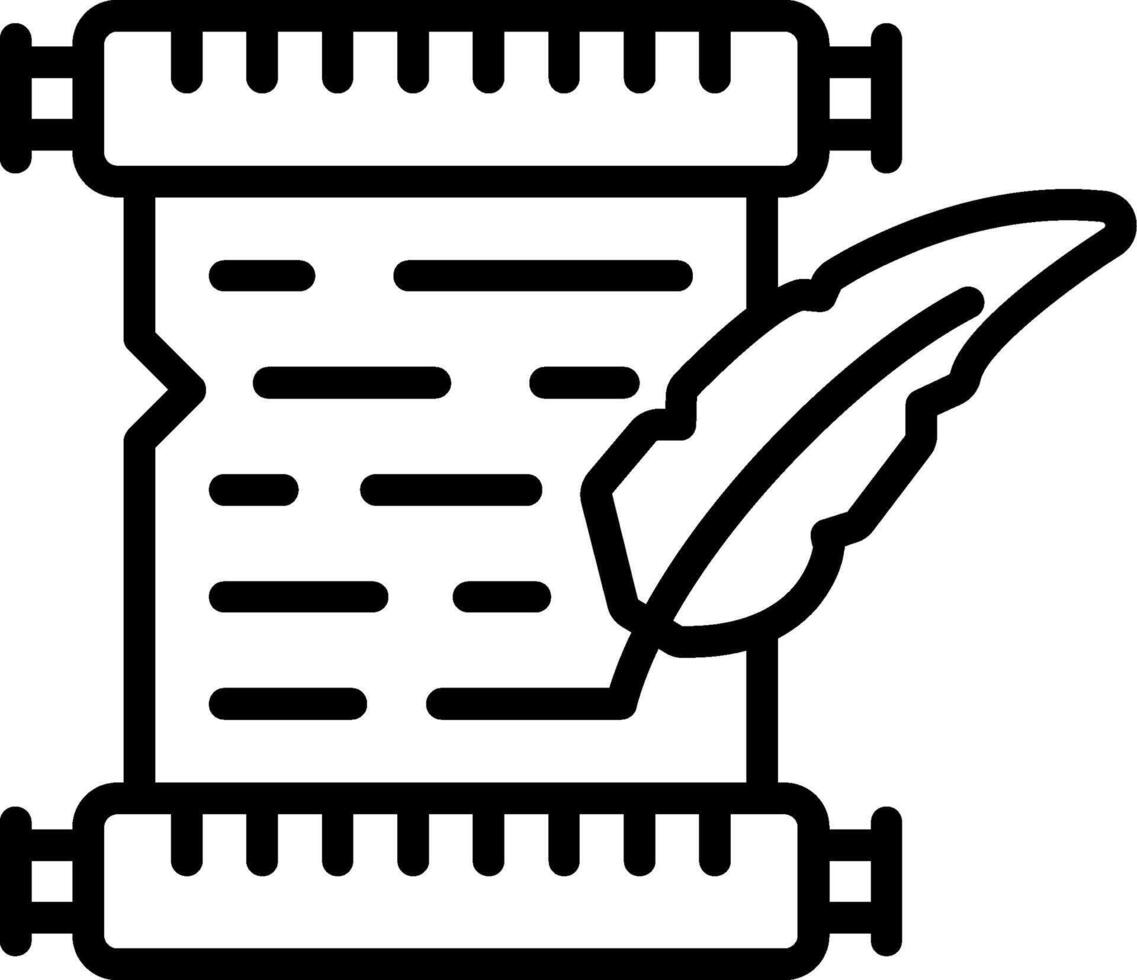 Quill and Scroll Line Icon vector