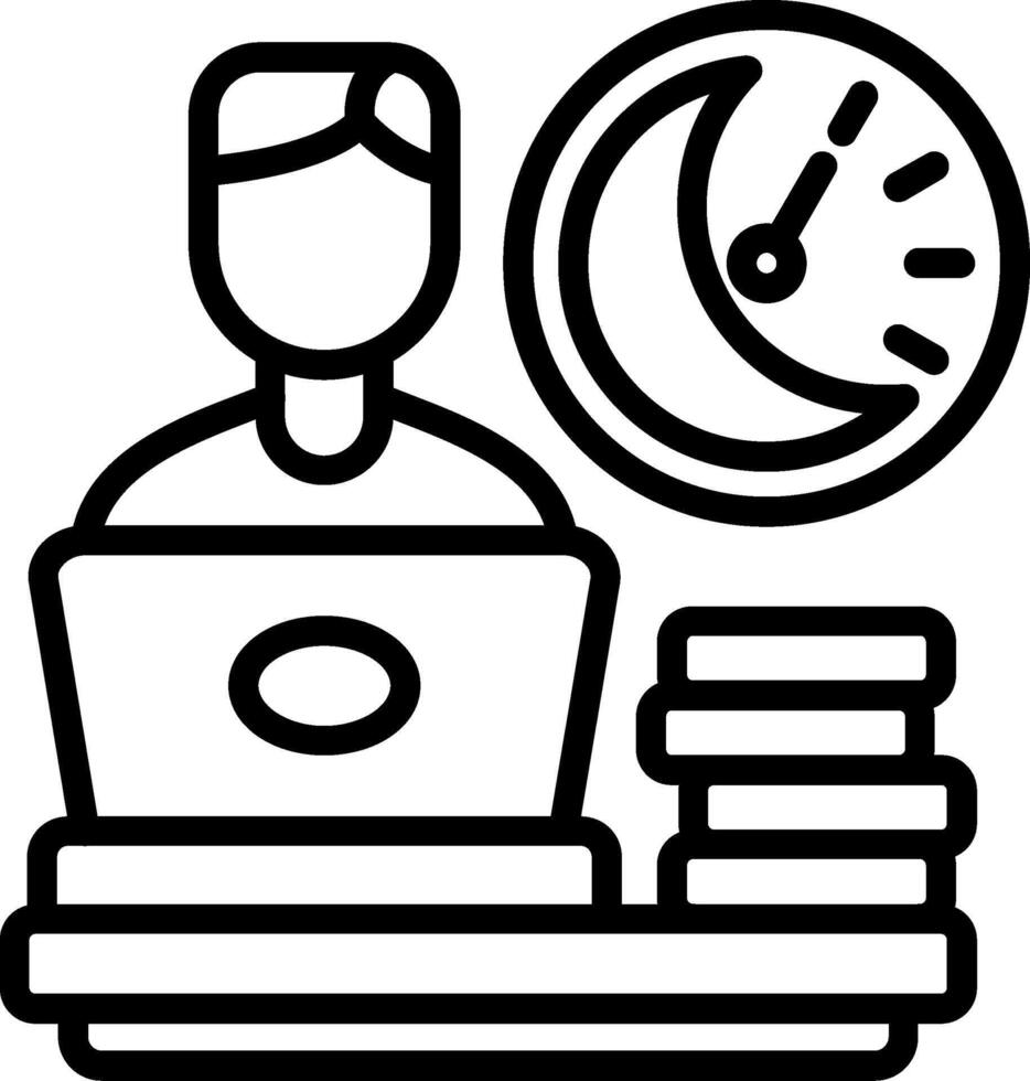 Workaholic Line Icon vector