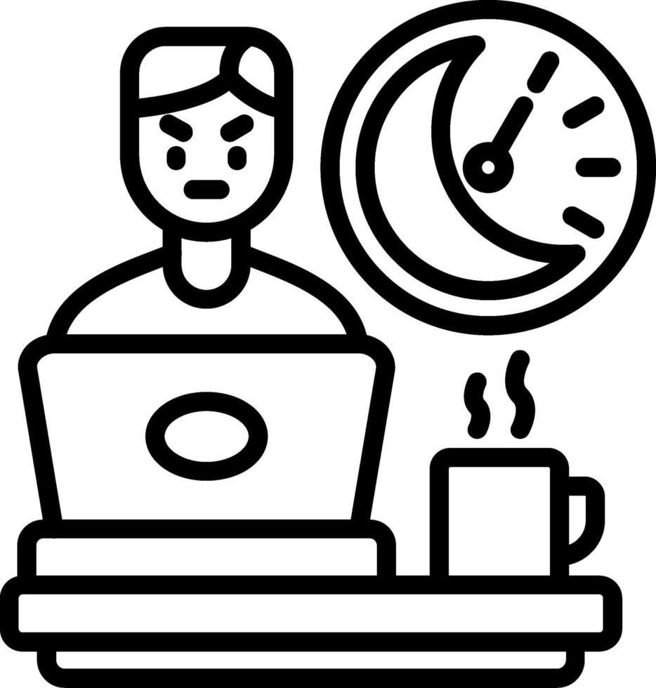 Over Work Line Icon vector
