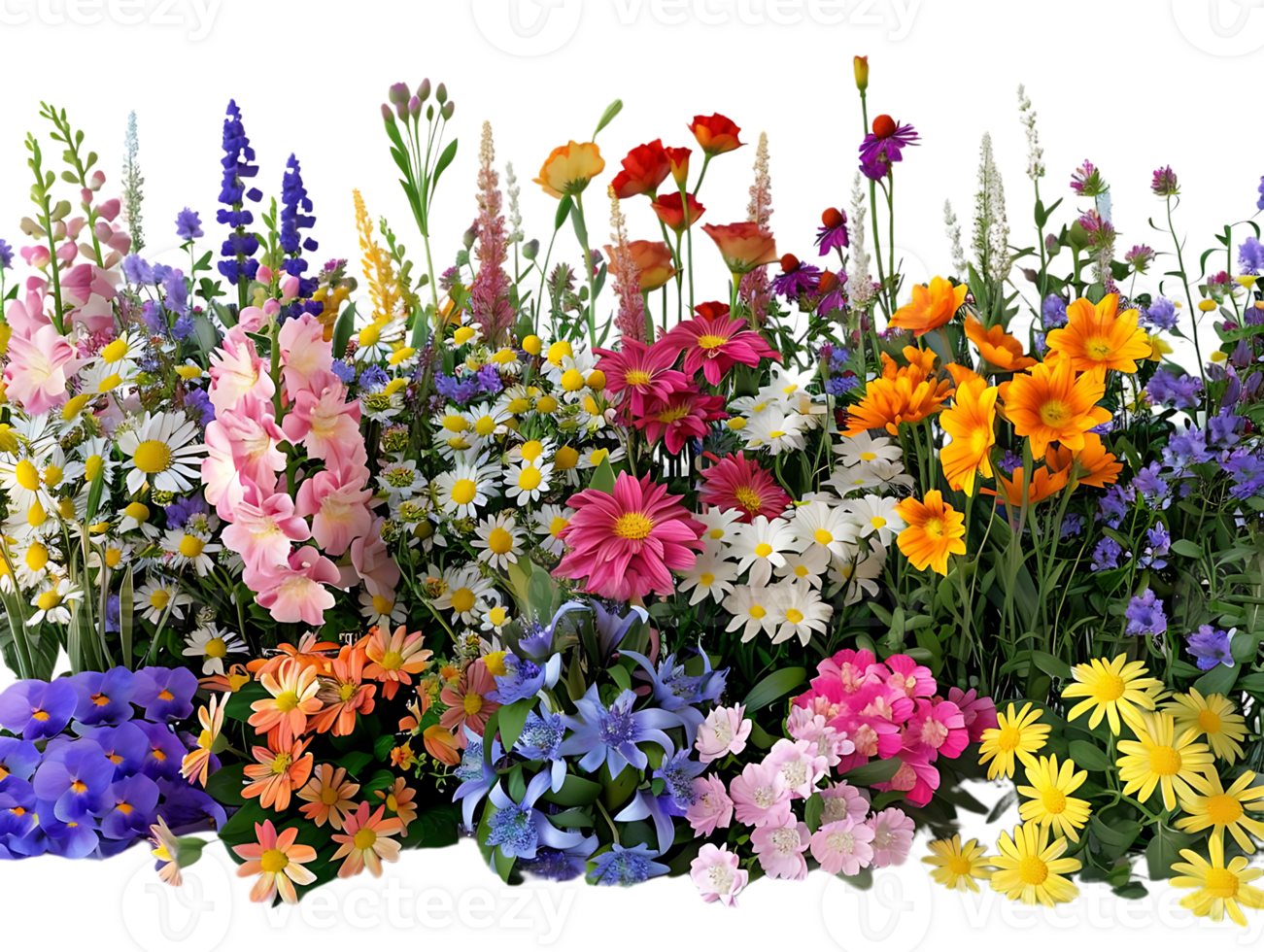A Vibrant Bouquet of Colorful Flowers Blooming in a Lush Garden with a Transparent Background png