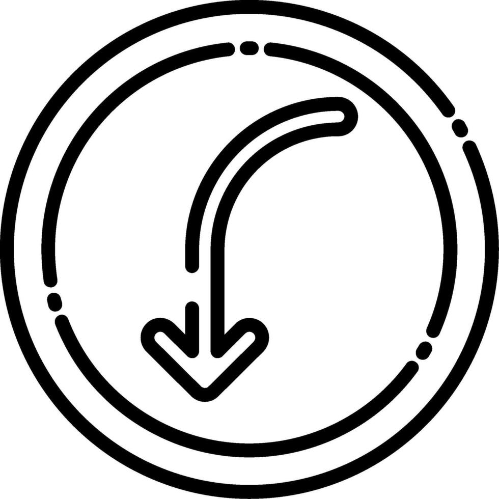 Left Arrow Curving Down Line Icon vector