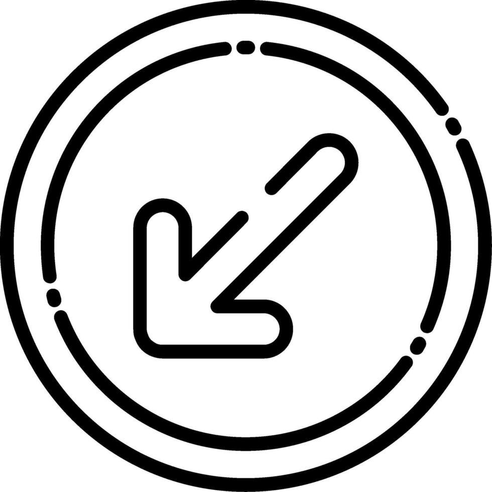 Down-Left Arrow Line Icon vector