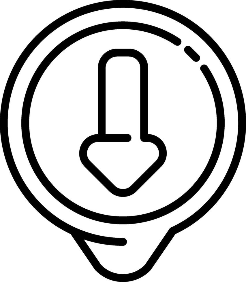 Down Arrow Location Line Icon vector