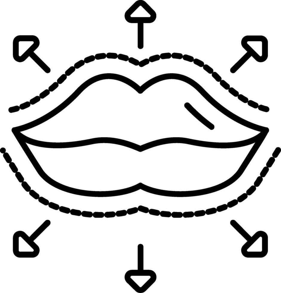 Lips Aesthetic Surgery Line Icon vector
