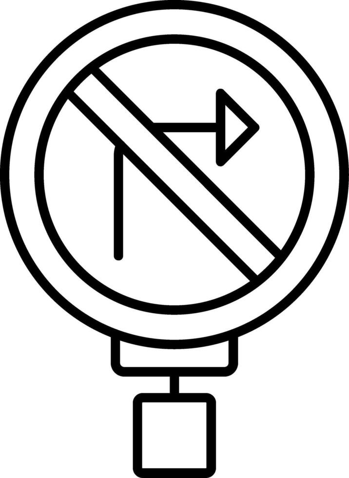 No Right Turn Line Icon vector