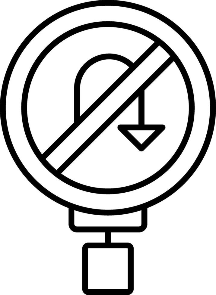 No U-Turn Line Icon vector