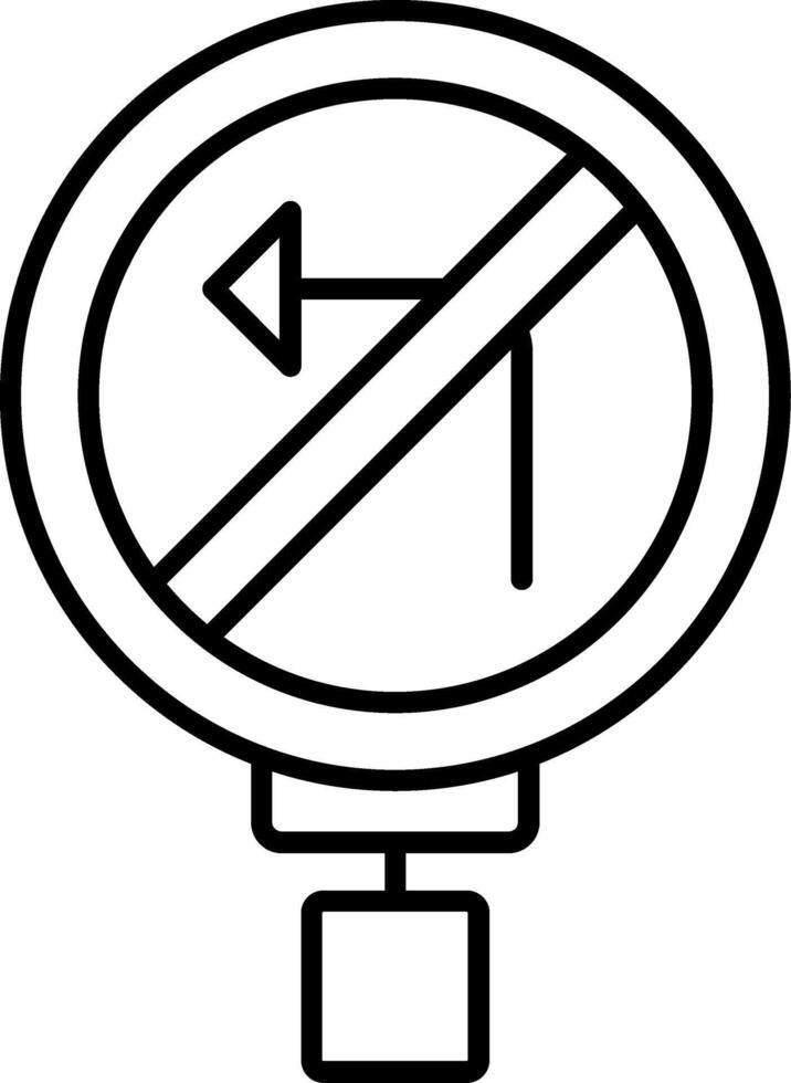 No Left Turn Line Icon vector