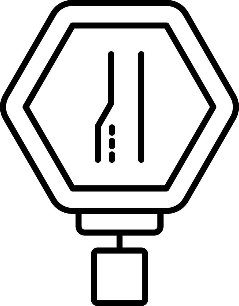 Left Lane Ends Line Icon vector
